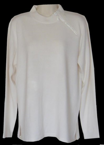 NWT Quacker Factory Winter Ivory Crystal Sweater M NEW