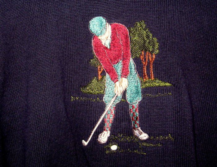 Sutter & Grant Golf Theme Navy Sweater Size XL X Large