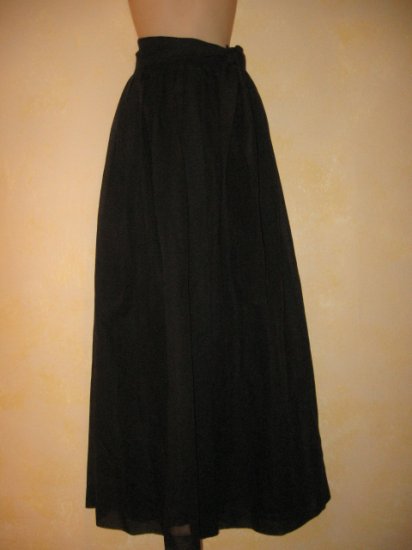 Vintage~Blk FULL LENGTH Hippie-PRAIRIE-Goth SKIRT XS-S