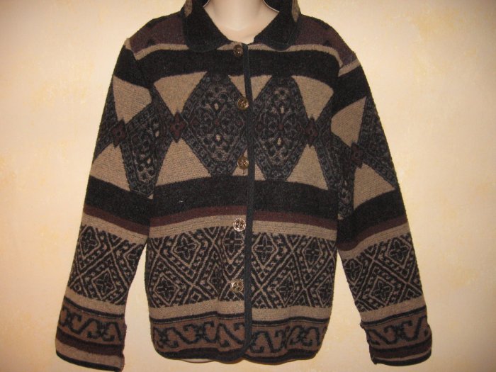 IVY~EARTHY Aztec Design WOOL MIX Lightweight JACKET LG
