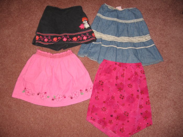 4 SKIRTS~102 DALMATIONS-Denim & Lace-PINK CORD 5-6x