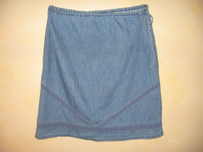 FADED GLORY~Lightweight SeXy DENIM SKIRT w/LACE Trim XL
