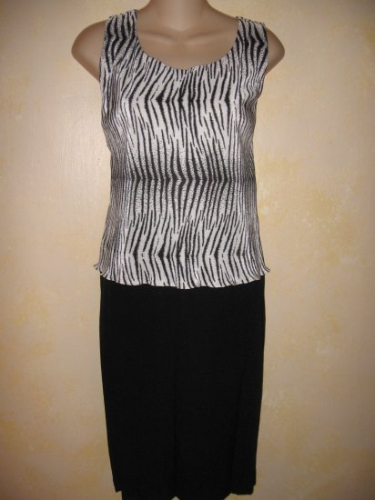 Studio One~BLACK & ZEBRA PRINT 2 Layer TANK DRESS LG