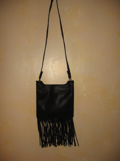 Boho~HIPPIE~Biker~BLACK FRINGED PURSE-Sling BAG