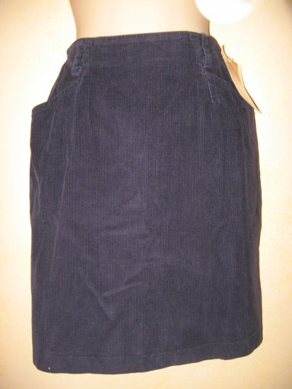 New w/Tags~KATHY IRELAND~NAVY BLUE Thin Rib CORDUROY SKIRT 6