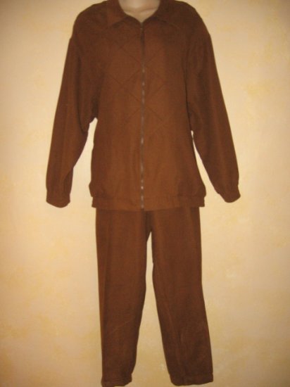 BLAST~Chocolate Brn 2 pc LOUNGING OUTFIT Suede Look LG