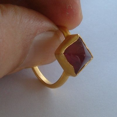 22K Hand made Solid Gold Ring featuring Cabochon Ruby