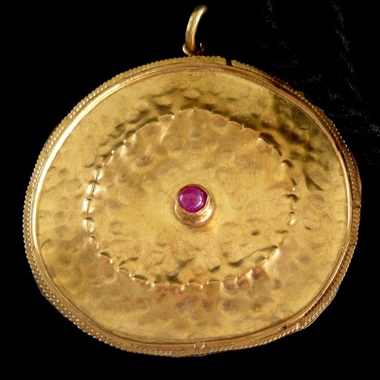 Handmade Gold plated with Cabochon Ruby Pendent