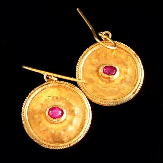 Handmade Gold plated with Cabochon Ruby Earrings