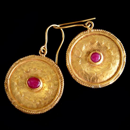 Handmade Gold plated with Cabochon Ruby Earrings