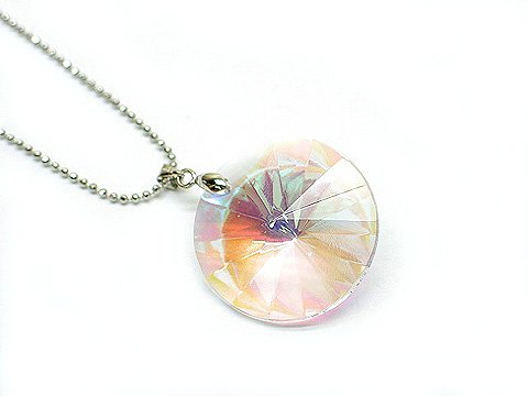 Swarovski 30MM Aurora Borealis Silver Necklace