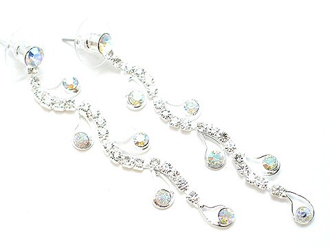 Austrian Crystal AB Silver Dangle Earrings