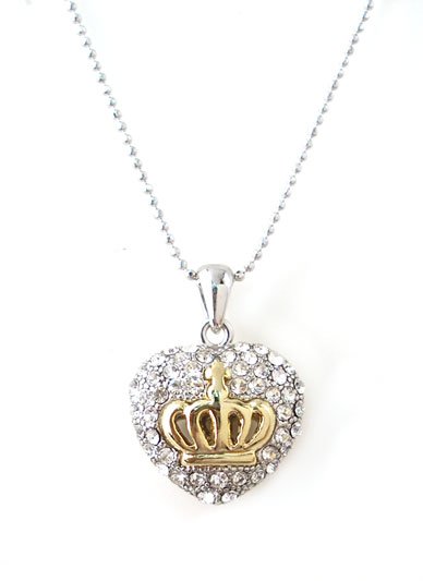 Designer Style Puffy Crystal Heart Necklace