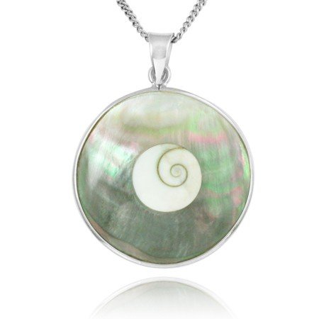 Shiva Eye Shell & Abalone Silver Necklace