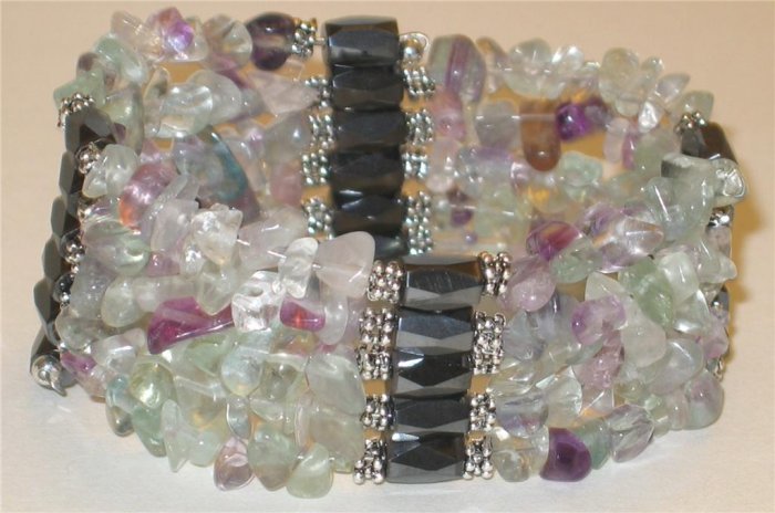 Genuine Chunky Flourite Magnetic Hematite Necklace