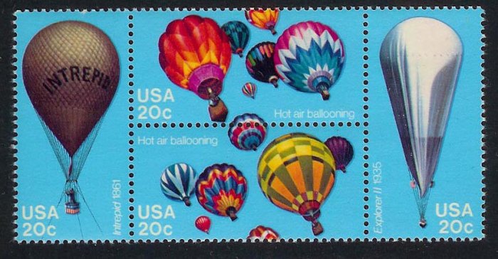 #2032-2035 Balloons se-tenant block Mystic $4.95