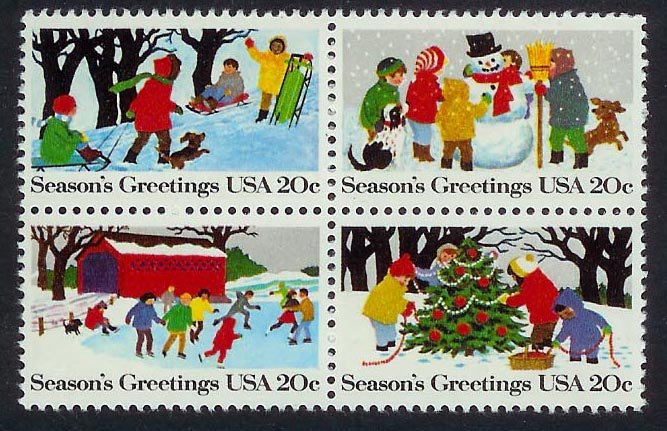 #2027-2030 MNH Seasons Greetings block Mystic $6.25
