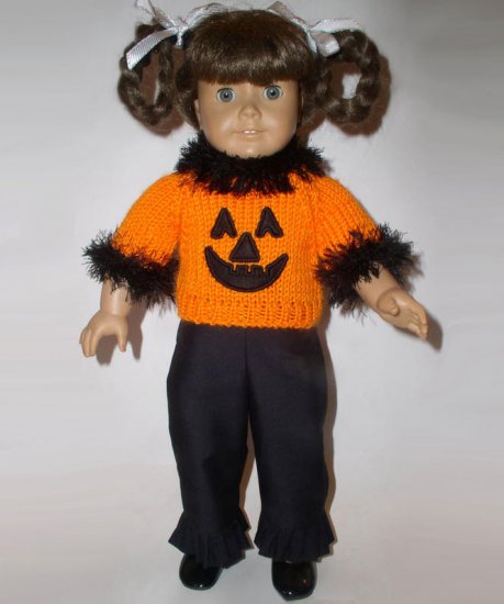 HAPPY HALLOWEEN Sweater and Ruffle Pant Set For 18 Inch Dolls Fits American Girl