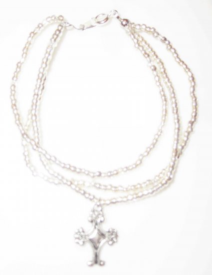 Silver Cross fleur de lis Bracelet
