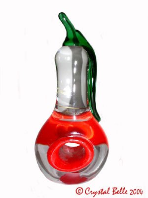 Hand-Blown Art Glass Fruit Paperweight Unique Large Red Pear