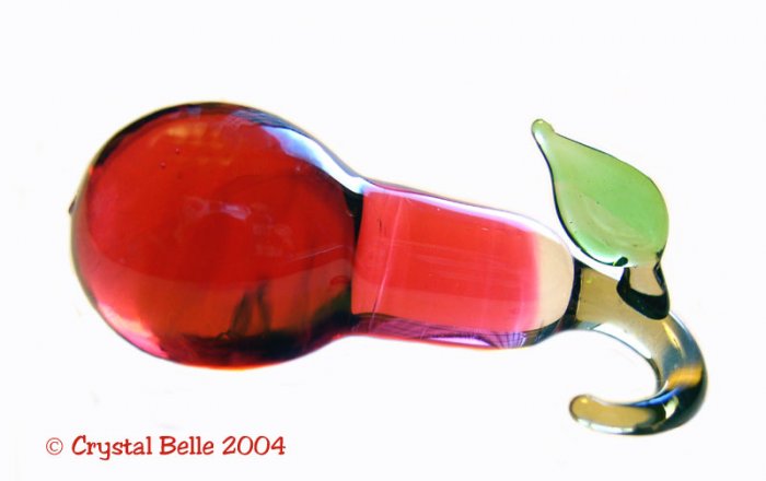 Hand Blown Art Glass Lampwork Fruit Miniature Red Pear