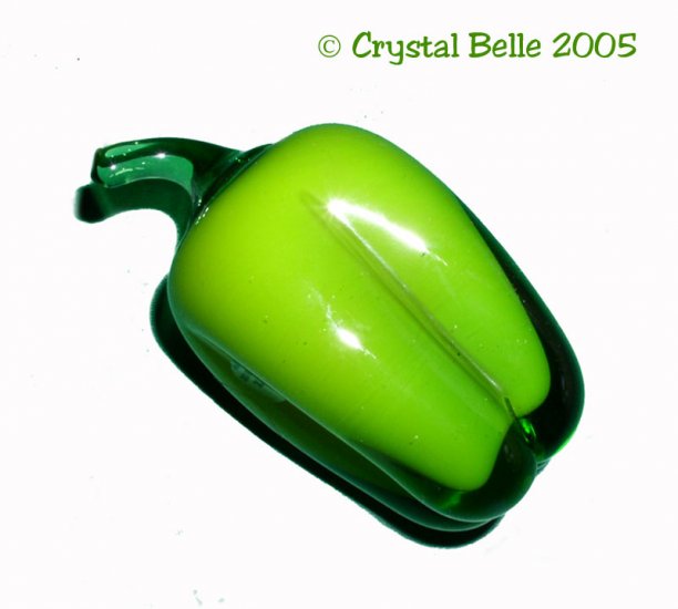 Green Art Glass Hand Blown Bell Pepper Celery Green