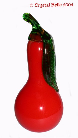 Czech Art Glass Hand Blown Fruit Large Life Size Candy Red Pear