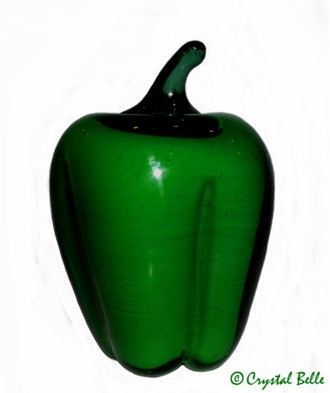 Art Glass Hand Blown Vegetable Paperweight Large Life Size Green Bell Pepper