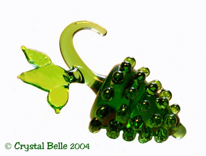Czech Art Glass Miniature Fruit - Green Grape Cluster