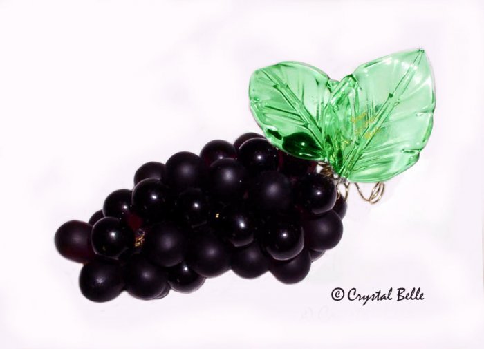 SOLD Art Glass Grape Cluster Bunch Medium Deep Purple Black Grapes