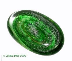 Hand Blown Crystal Art Glass Emerald Green Stone Paperweight