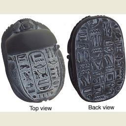 Egyptian Scarab with Hieroglyphs, Black Finish