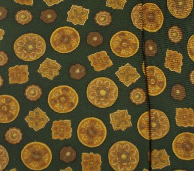 GREEN SULKA NECKTIE Silk Tie Gold Buttons Made in France