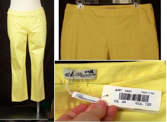 NEW BLUMARINE CAPRIS 44 M Medium 10 NWT Yellow Cropped Pants