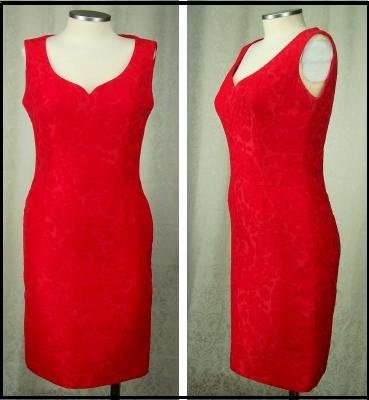 PAUL LOUIS ORRIER RED DRESS Size 6 Alluring Paris Brocade