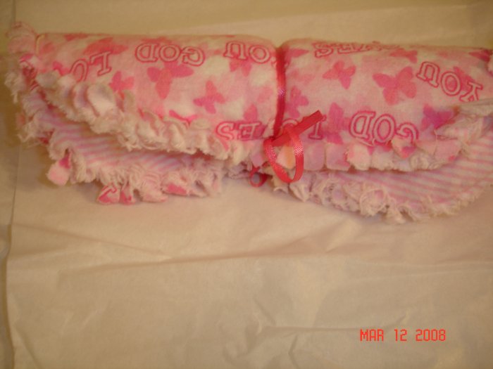 Pink "God Loves You" Rag Burp Cloth