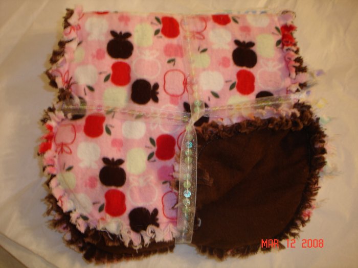 Pink & Brown *Apples* Rag Burp Cloth