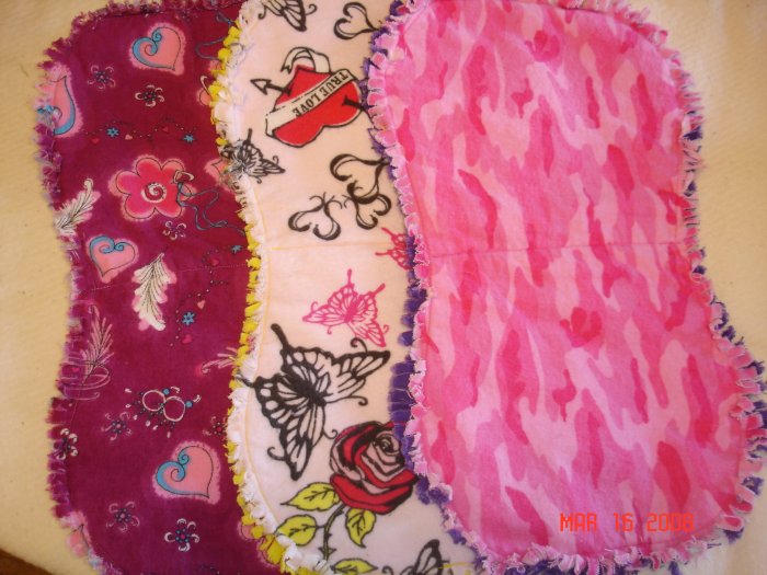 Pink/Fuschia Edgy Baby set of 3 Rag Burp Cloths