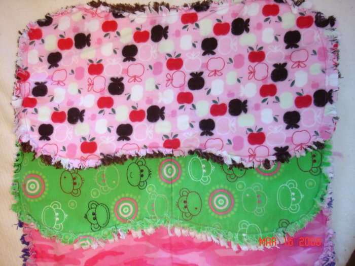Set of 3 Rag Burp Cloths (Monkey, Apples & Pink Camo)