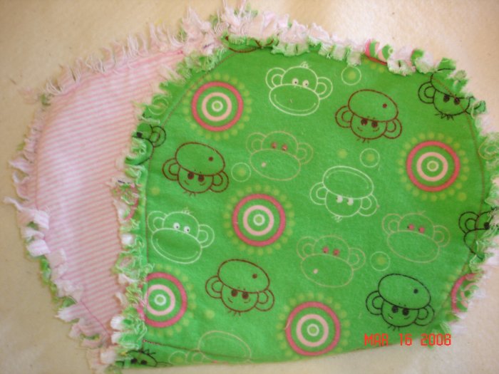 Green Monkey & Pink Circles Rag Burp Cloth