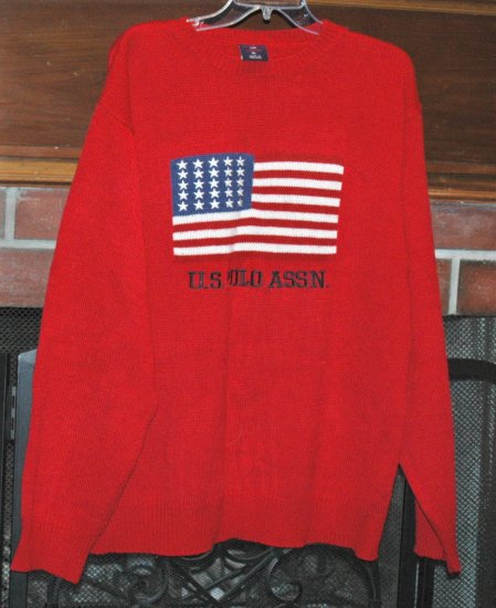 US POLO RED PATRIOTIC American Flag Sweater - Mens XL
