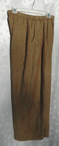 FLAX Dark Green Flood Pants - LINEN - Size M - NEW