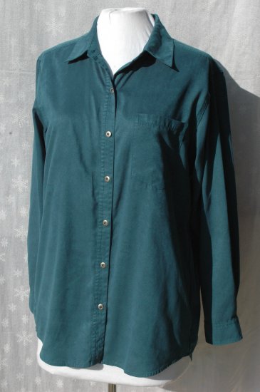 CHICOâS Teal Moleskin Blouse Super Suede Shirt â Chico's Size 1 S M