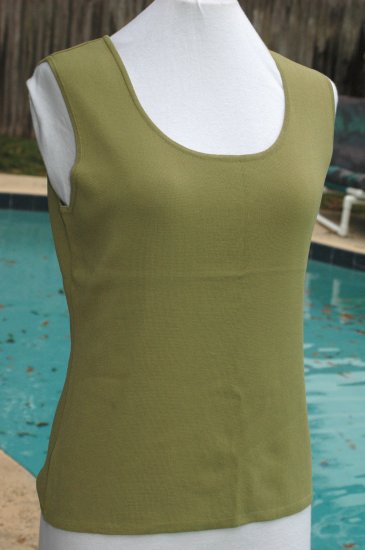 CHICO's DESIGN Olive Green Sleeveless Shell Tank Top - Size 2 Medium Large