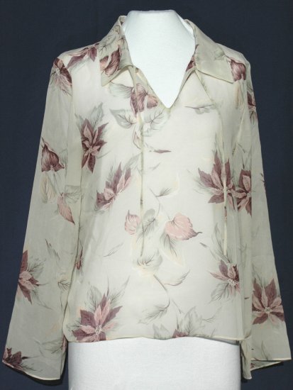 TOMMY BAHAMA Silk Semi-Sheer Blouse Top - Size Medium