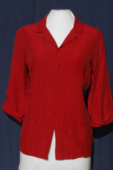 CHICO’S DESIGN Red Silk Linen Blouse – Size 1 Small Medium