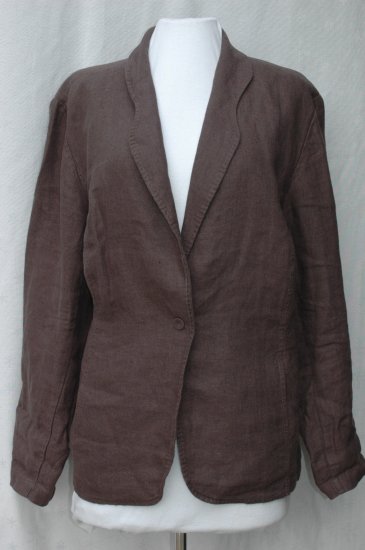 EILEEN FISHER Brown IRISH Linen FITTED Jacket - Size 1X