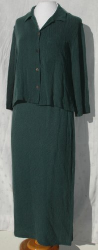 CHICO's DESIGN 2 Piece Cupra Green Skirt Set Outfit - Chico's Size 1 2