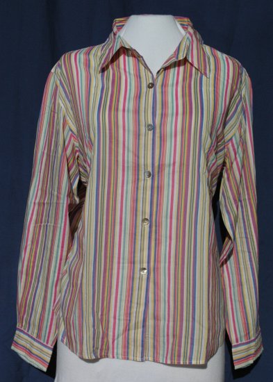 CHICO's Vibrant Cotton Vertical Stripe Blouse - Chicos Size 2 Medium Large