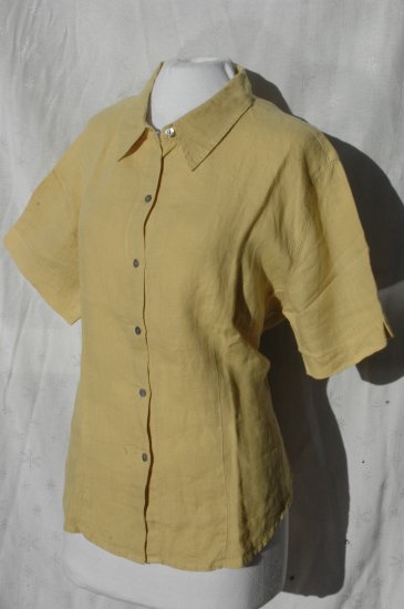 CHICO's DESIGN Yellow Fitted LINEN Blouse Top - Size 2